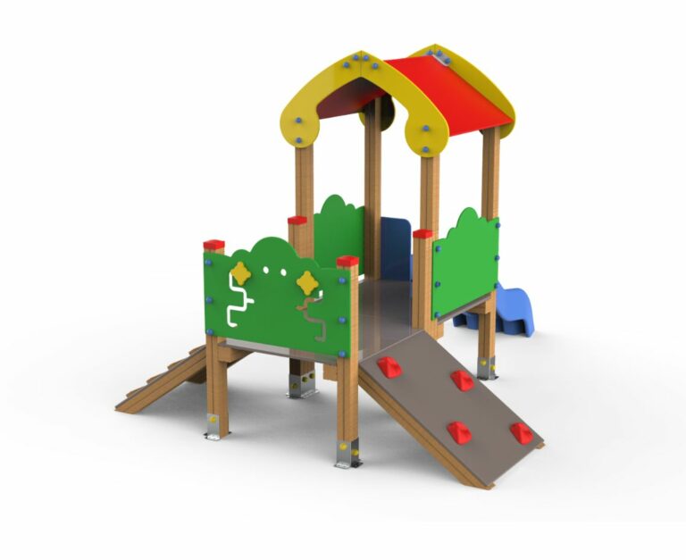 serie casitas saludes rocódromo polietileno parque infantil madera