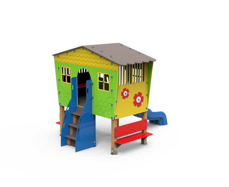 casita primavera, naturaleza, floral, juego niños, casita de madera, parque de madera, juegos niños, parque infantil, saludes play, saludes parques infantiles