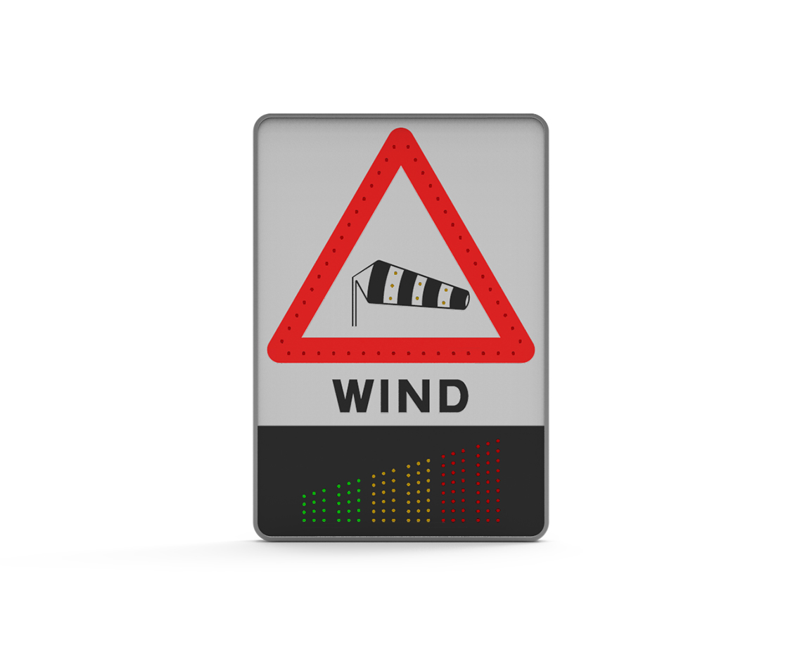 Señal, señal elctrónica, LED, electrónico, señal LED, señal viento, señal electrónica viento, señal viento en carretera, señal electrónica viento en carretera, detector de viento