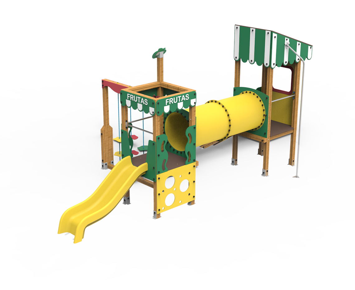 juego Pruna, serie temática, serie frutas, nueva serie, casita frutería, saludes parques, parque infantil