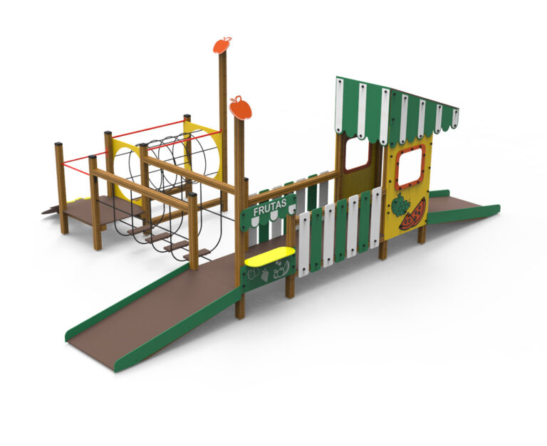 juego Llima, serie temática, serie frutas, nueva serie , casita inclusiva, casita frutería, saludes parques, parque infantil, juego inclusivo