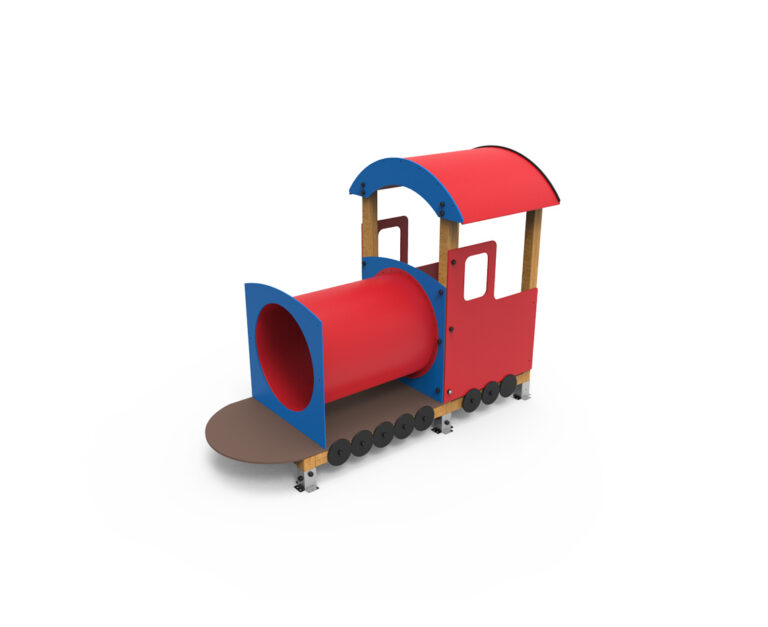juego infantil tren con dos vagones parque infantil SI-314 parque infantil tren temático con vagones Saludes Parques estructura infantil tren con vagones juego simbólico