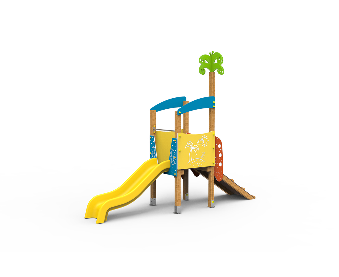 juego de playa, juego infantil, juego con palmera, juego veraniego. cangrejo, juego saludes parques, serie islas.