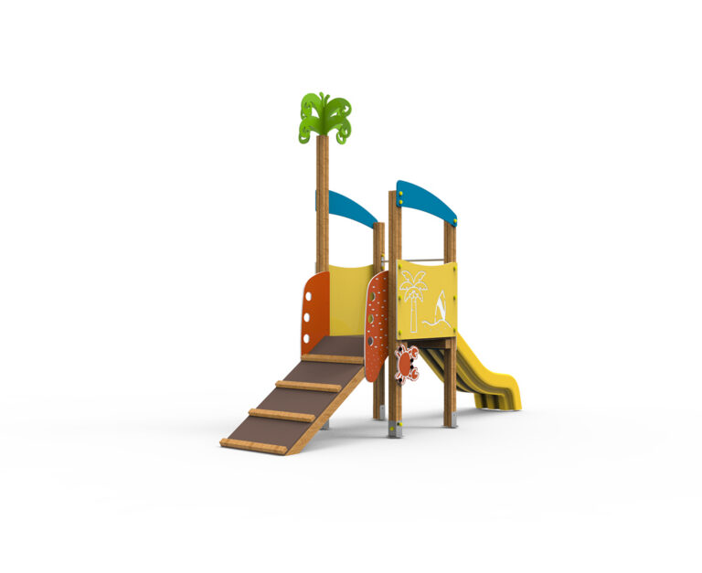 juego de playa, juego infantil, juego con palmera, juego veraniego. cangrejo, juego saludes parques, serie islas.