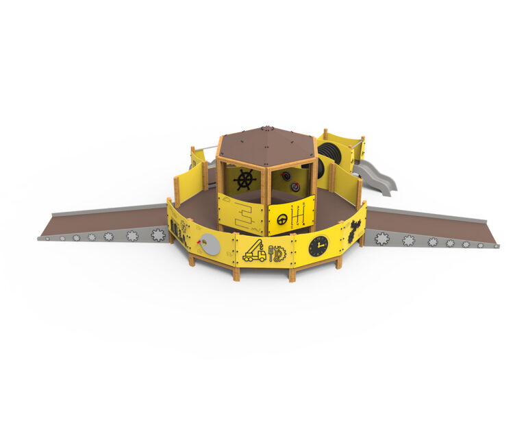 juego inclusivo, juego construcción, juego ingeniería, vehículos industriales, rampas inclusivas, juegos adaptados, saludes parques